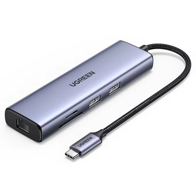 UGREEN CM512 90568 7 in 1 USB-C Hub Type-C to 4K / 30Hz HD USB 3.0 PD 100W RJ45 SD / TF Card Reader