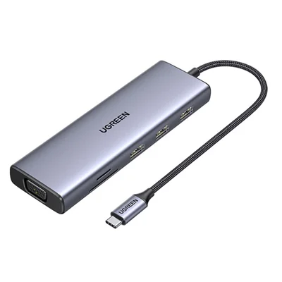 UGREEN 15601 Station d'accueil 10 en 1 Hub USB-C avec HD VGA Lecteur de carte SD/TF Charge rapide PD 100 W