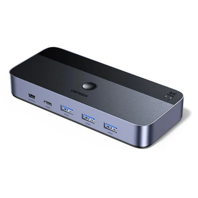 UGREEN 35765 HD KVM Switch 2 in 1 Out 4K 60Hz USB 3.0 Dispositivo per Condivisione con Controller da Tavolo