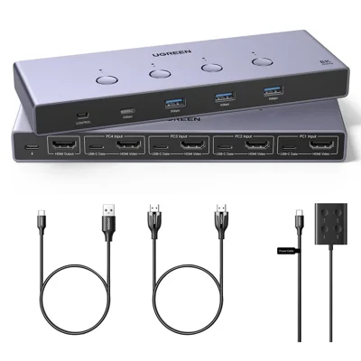 UGREEN AK701 35986 4 in 1 out 8K /  60Hz HD 2.1 KVM Switch 4 Computers Share 1 Monitor for Gaming Office
