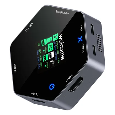 YC-931 4K 60Hz HD USB C Hub med Smart Display 8 i 1 Multistiksadapter PD 100W Opladning