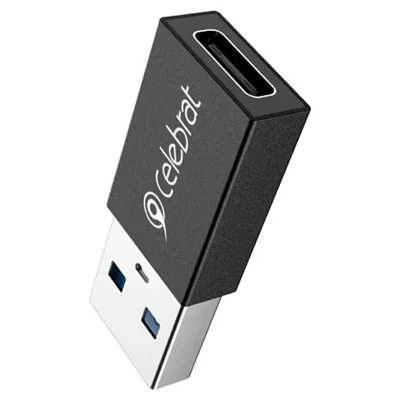 CELEBRAT CA-01 USB 3.0 Hane till Type-C Hon Adapter 5Gbps Aluminiumlekplugg och sladdfärdig - Svart