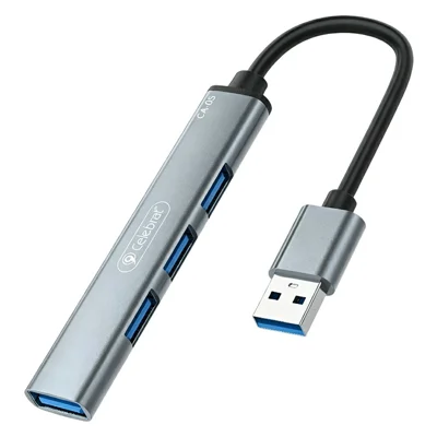 CELEBRAT CA-05 USB-A till USB 3.0 + USB 2.0 x3 Hub 4 i 1 multifunktionsadapter i aluminiumlegering – Space Grey