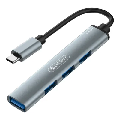CELEBRAT CA-06 Typ-C till USB 3.0 + USB 2.0 x 3 Aluminiumlegeringsadapter 4 i 1 USB-C-hubb – Space Grey