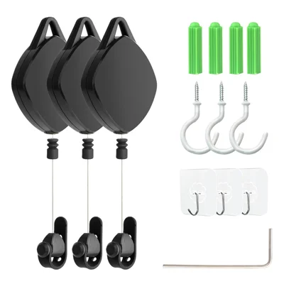 MFTDE 3Pcs per HTC Vive Pro/Oculus Rift/Oculus Quest Link/Oculus Quest 2 Sistema di gestione dei cavi a soffitto retrattile VR - Nero