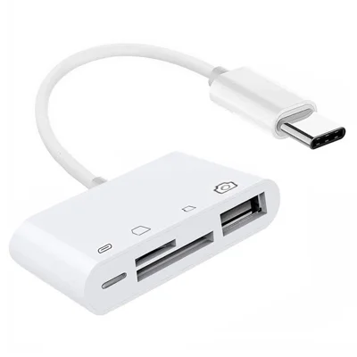UC-155-SD004 4-in-1 USB 2.0 Type C to SD+TF+USB-A Female Card Reader PD 27W Adapter for Laptop Tablet Phone