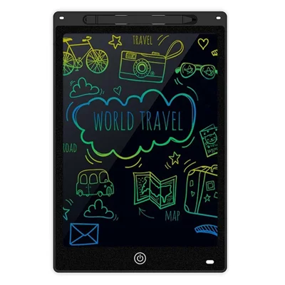 JX-12 12-Inch LCD Writing Tablet Colorful Line Doodle Board Eye Protection Kids Toy - Black