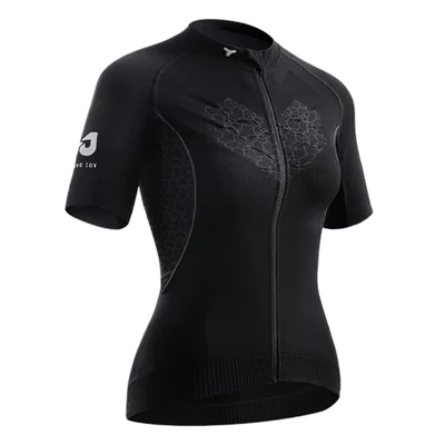 GOLOVEJOY QXF02 Women's Cycling Short Sleeves Shirt Sports Tops Zipper Bike Jersey - Black / S
