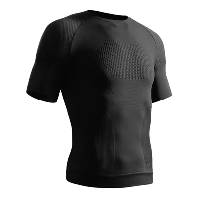 JS10 Summer Short Sleeve Training Top for Men Moisture Wicking Quick Dry Slim Fit Fitness Top - Black/M
