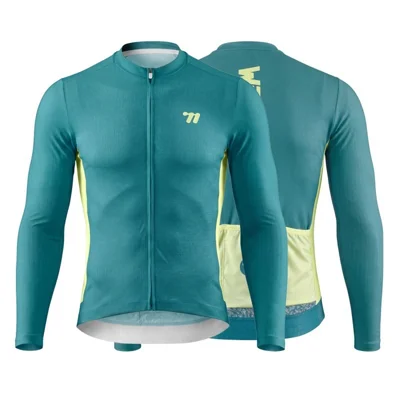 WEST BIKING YP0202346 Maillot de vélo à manches longues, haut léger et respirant pour vélo de route, grand élasthanne - Bleu Homme | M