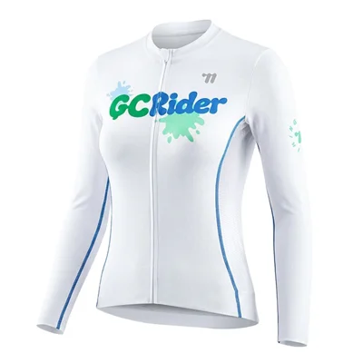 WEST BIKING YP0214126 Женская Летняя Велорубашка Дышащая Быстросохнущая с Длинным Рукавом Облегающего Кроя для Горного и Шоссейного Велоспорта - Бело-Голубая / GC Rider S