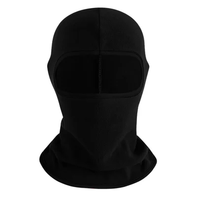 Autumn Winter Thermal Polar Fleece Balaclava Full Face Mask for Outdoor Cycling Skiing - Black+Black Edge