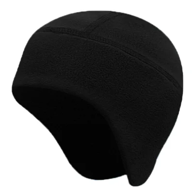 Winter Polar Fleece Hat Outdoor Cycling Skiing Motorcycle Ear Protection Windproof Cap - Black