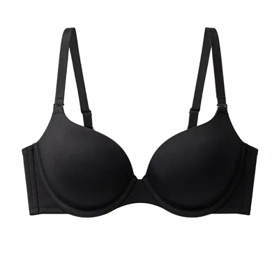 ZERILUNA Women Sexy Push Up Bra 3D Lift Support Moisture Wicking Seamless Wireless Brassiere - Black 85D