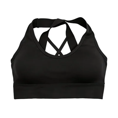 ZERILUNA Women Breathable Cross Back Sports Bra Quick Dry Workout Bra for Running Yoga Fitness - Black S