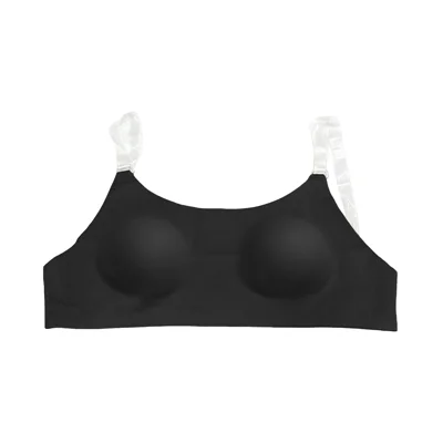 ZERILUNA Women Invisible Bra with Transparent Straps Seamless Backless Bralette for Deep V Backless Dress - Black S