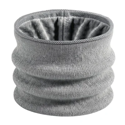Knit Neck Warmer Fleece Lined Windproof Thermal Face Cover for Winter Cycling Outdoor - Linen Grey