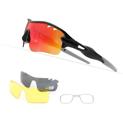 Óculos de Sol Esportivos e Polarizados para Crianças de 3-10 Anos - Preto / Vermelho