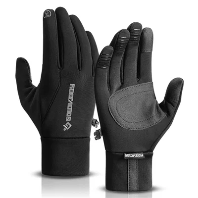 GOLOVEJOY DB70 1Par Guantes de Invierno para Ciclismo Antideslizantes y Cálidos, Guantes para Motocicleta con Pantalla Táctil para Deportes al Aire Libre - Negro / M
