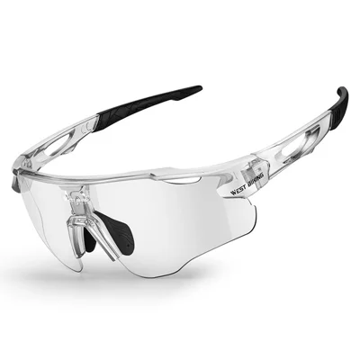 WEST BIKING YP0703172 Cycling Glasses Road Bike Sunglasses with Photochromic Polarized Colorful Lens - Transparent Frame