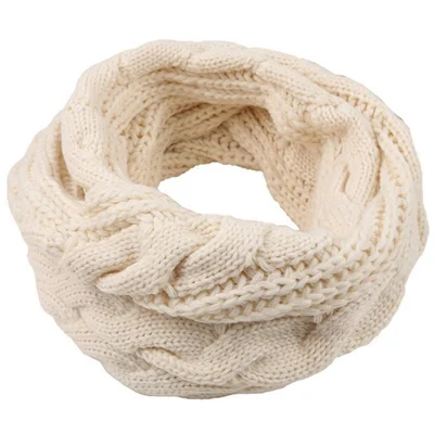 Winter Knitted Scarf Thickened Fleece Lined Warm Neck Warmer Cable Knit Pattern Soft Cozy for Cold Weather - Beige