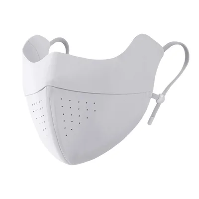 GOLOVEJOY Summer Ice Silk Face Mask UPF50+ UV Protection Hyaluronic Acid Moisturizing Face Cover for Outdoor Sports - Light Gray