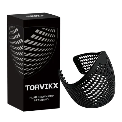 TORVIKX Fijador de Pañuelo para la Cabeza Transpirable, Fijador de Diadema de Silicona Antideslizante para Mujer, Sujeción para Hiyab - Negro