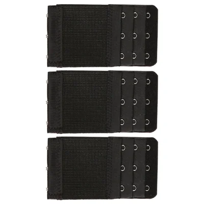 3Pcs 5.6x9.7cm Women 3-Hook 3 Rows Spacing Bra Extender Extension Hooks Strap - Black