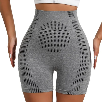 ZERILUNA High Waist Workout Shorts for Women Butt Lift Tummy Control Yoga Running Shorts - Gray S