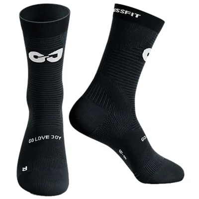 GOLOVEJOY Compressfit Elastic Cycling Socks Breathable High Tube Outdoor Sports Socks - Black / 35-39