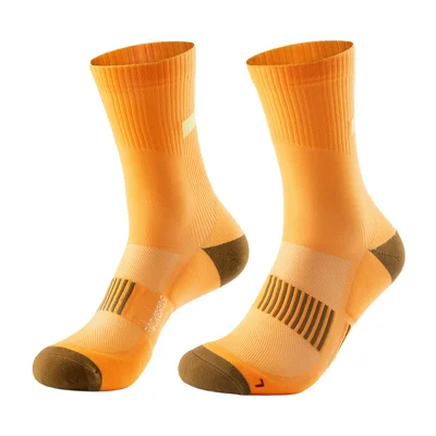 ROCKBROS 490120 Compression Sports Socks Nylon + Spandex Breathable Anti Slip Shock Absorbing for Cycling Hiking Running - Orange / S
