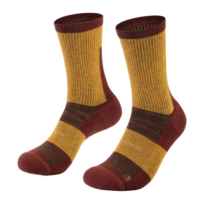 QUNATURE 490122 Wool Blend Mid-Calf Hiking Socks 3A Antibacterial for Women Men - Yellow | M