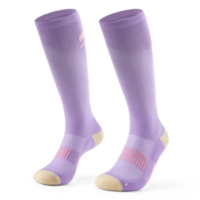 ROCKBROS 490119 Long Tube Compression Sports Socks Gradient Compression Nylon + Spandex Socks for Running Cycling Hiking - Light Purple / S