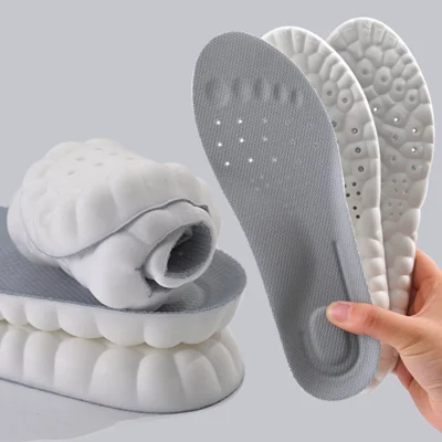 4D Látex Plantillas de Alta Elasticidad Suaves Almohadillas para Zapatos Soporte de Arco Absorción de Impactos Cojín para los Pies - Gris / 35-36