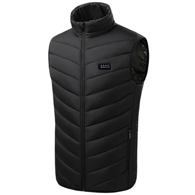 M01 Winter 26 Heating Zones Warm Jacket Outdoor 3-Gear Electric Heated Zipper Vest (Without Power Bank) - Black / L