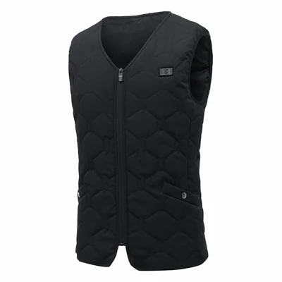 35-Zone Men Heated Vest, Carbon Fiber Far Infrared Heating, 3 Temperature Settings, 10-Second Heat, USB/DC Input for Winter Use - Black/S