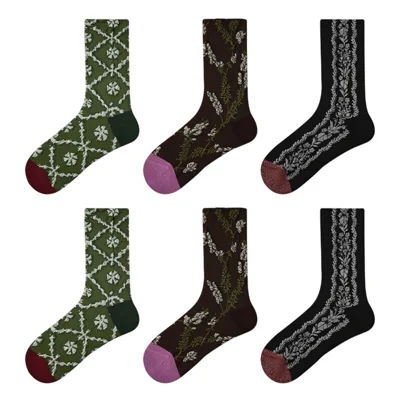3 Pairs Elastic Cuff Mid Calf Socks for Women One Size Breathable Moisture Wicking Cotton Socks - R9070