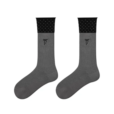 1 Pair Breathable Mid Calf Socks for Women Fashion Elastic Moisture Wicking Cotton Socks - R9175
