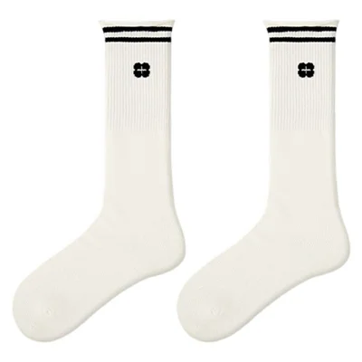Outdoor Sports Striped Mid Calf Socks One Size Women Breathable Moisture Wicking Cotton Socks - R9158
