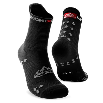 REXCHI Golovejoy XWZ11 1 Pair 3D Compression Sports Running Adult Socks Shock Absorbing Breathable Medium Tube Socks - Black (Size 45-47)
