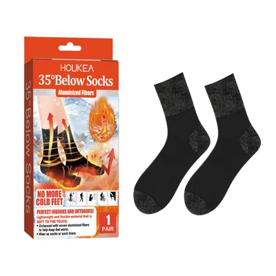 Chaussettes chauffantes HOUKEA en fibre métallisée pour sports d'hiver, ski et soins des pieds - 1 paire