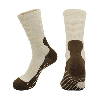 Calcetines de Media Caña de Lana PORFIN para Senderismo Antideslizantes de Felpa Gruesa Transpirables Calcetines para Trekking al Aire Libre para Deportes de Montaña - Color Albaricoque