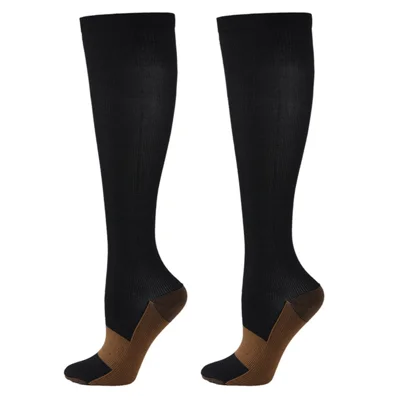 1 Pair Nylon Compression Socks Sports Blood Circulation Elastic Stockings - Black / 34-39