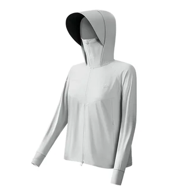 GOLOVEJOY FSY11 Lightweight Sun Protection Jacket Cooling Breathable Coat with Removable Hood Brim - Light Grey