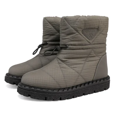 Women's Snow Boot Thick Faux Fur Lined Anti-Slip Water-Repellent Mid-Calf Drawstring Winter Boots for Outdoor - 36