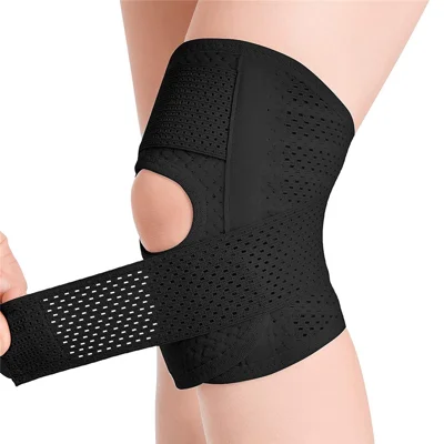 YF-JS020 1 Pair Sports Compression Knee Guard Running Basketball Slim Elastic Knee Brace - Black M