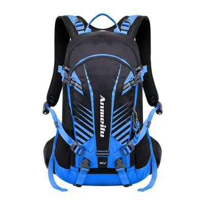 ANMEILU 1031A 20L Outdoor Sports Night Cycling Reflective Backpack 210D Nylon Waterproof Ultra Light Helmet Shoulder Bag - Black/Blue