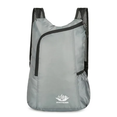 Faltbarer Wanderrucksack Leichter tragbarer Reiserucksack für Outdoor, Radfahren und Sport – Grau