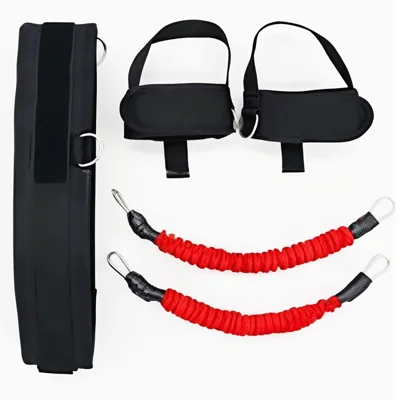Leg Jump Training Resistance Bands Set Taekwondo Explosive Power Trainer Hip Abductor Equipment with Ankle Straps - Red