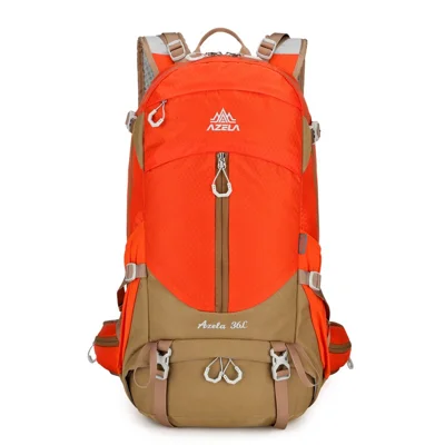 AZELA A1364 36L Leichter Wanderrucksack mit atmungsaktivem Tragesystem, wasserabweisendem Nylon für Outdoor-Trekking – Orange